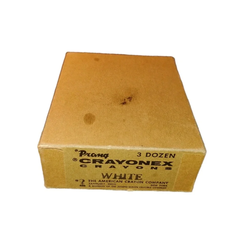 Vtg White Prang Crayonex Crayons, Box of 26 left out of 36, mostly NEW Very rare